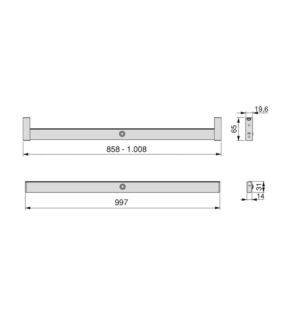 Barra appendiabiti con luce led, 858-1008 mm